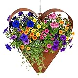 Relaxdays Gartendeko Rost, Metall, HxBxT: 27 x 27 x 10 cm, Herz zum Bepflanzen, Blumentopf, Hängetopf Garten, braun