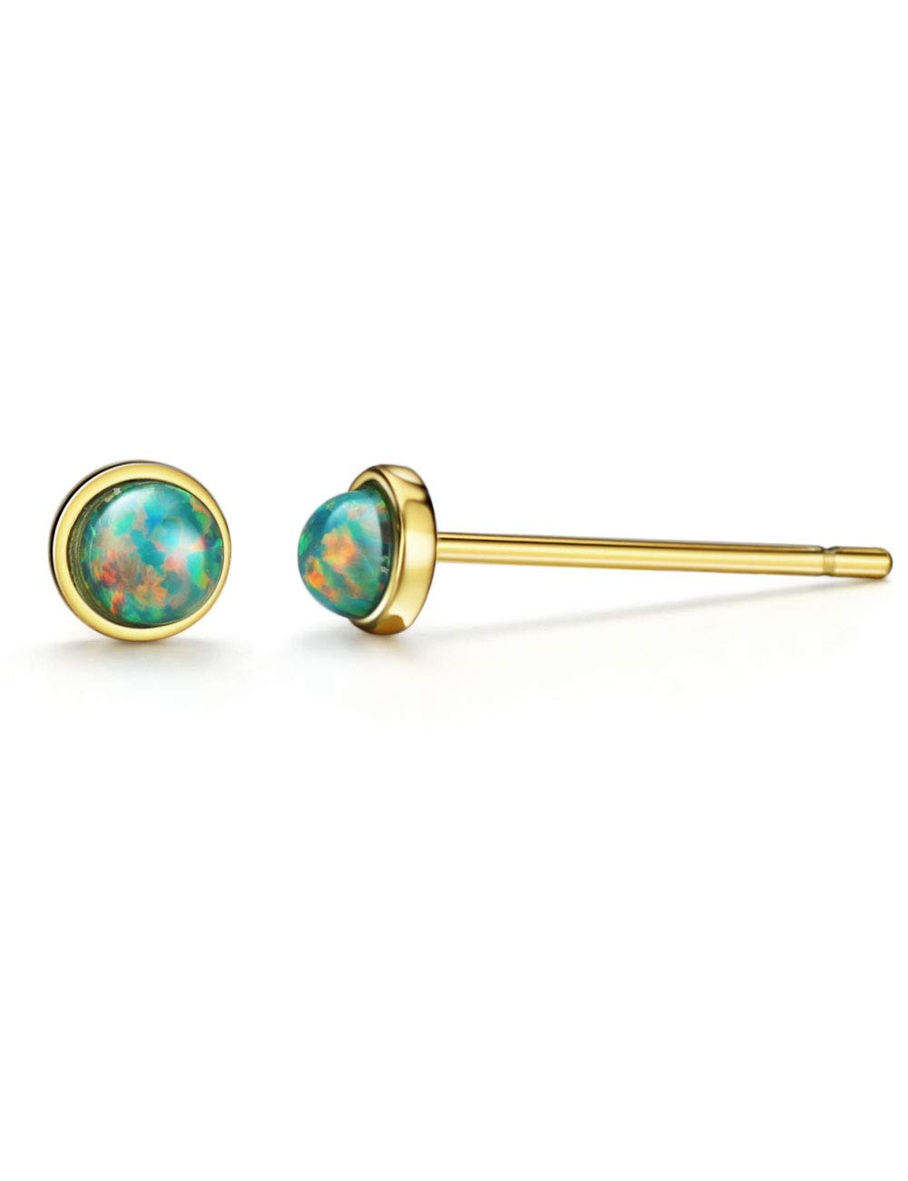 Michooyel Sterling Silver Opal Stud Earrings for Women 18K Gold Plated Gemstone Stacking Earrings Birthstone Earrings for Women