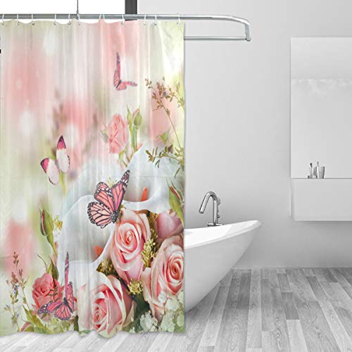 ALAZA Rideau de Douche en Polyester imperméable avec Crochets pour décoration de Maison 183 x 183 cm, Polyester, Butterfly 018, 153 x 183cm