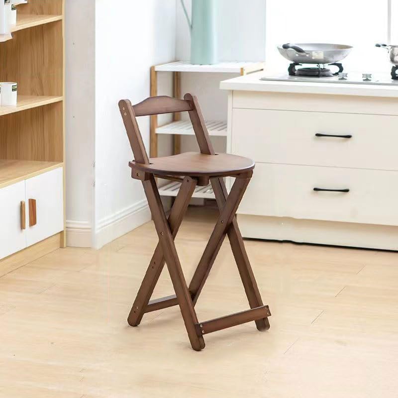 Wood Counter Stools 70cm Folding Barstools with Backrest and Footrest Wooden Bar Stool Folding Dining Chair for Home Kitchen Breakfast