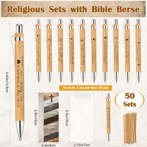Set de 50 bolígrafos con brújula y marcadores religiosos miniatura 3