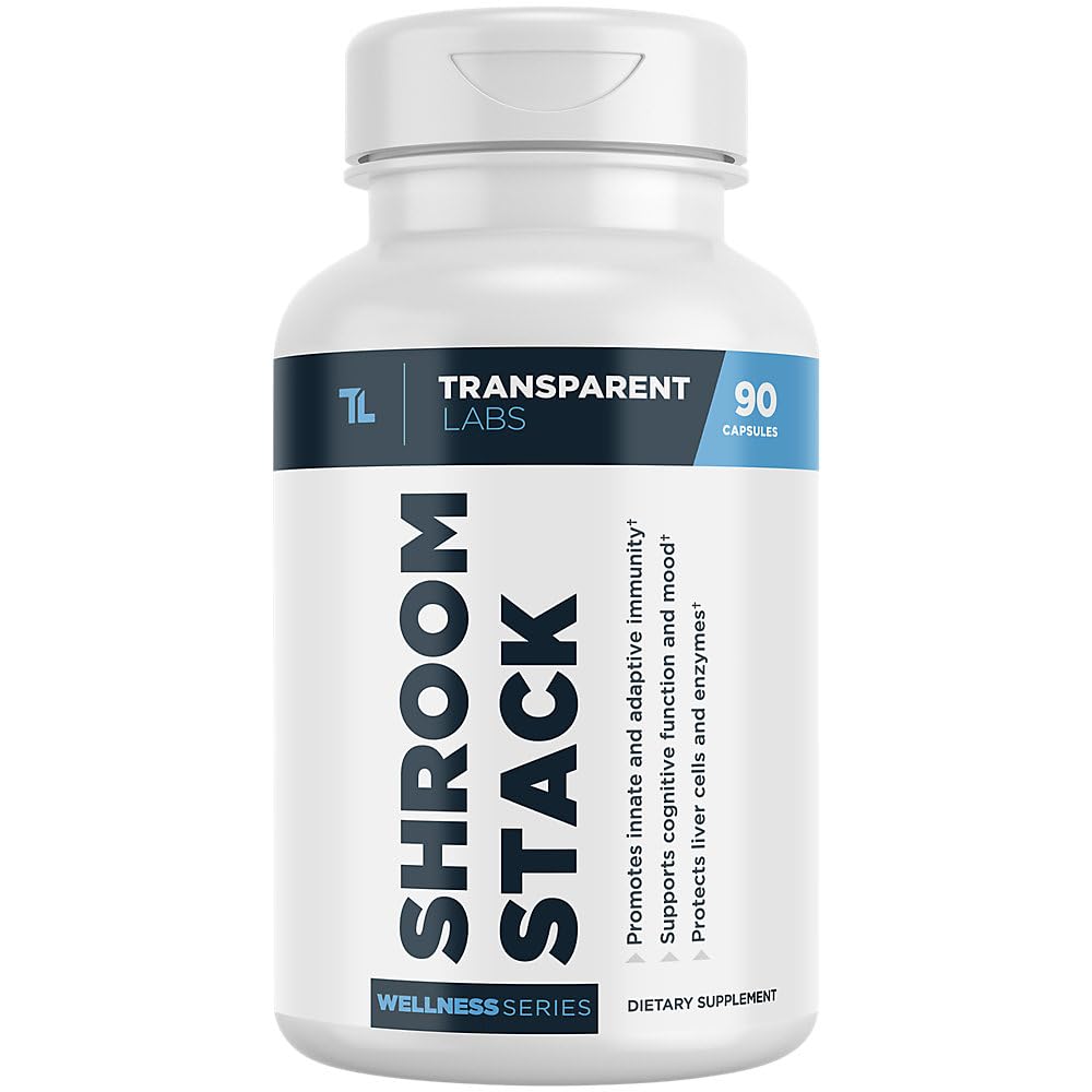 Transparent Labs Mushroom Stack with LionaTMs Mane, Cordyceps, and Reishi a Supports Cognitive Function (90 Capsules)