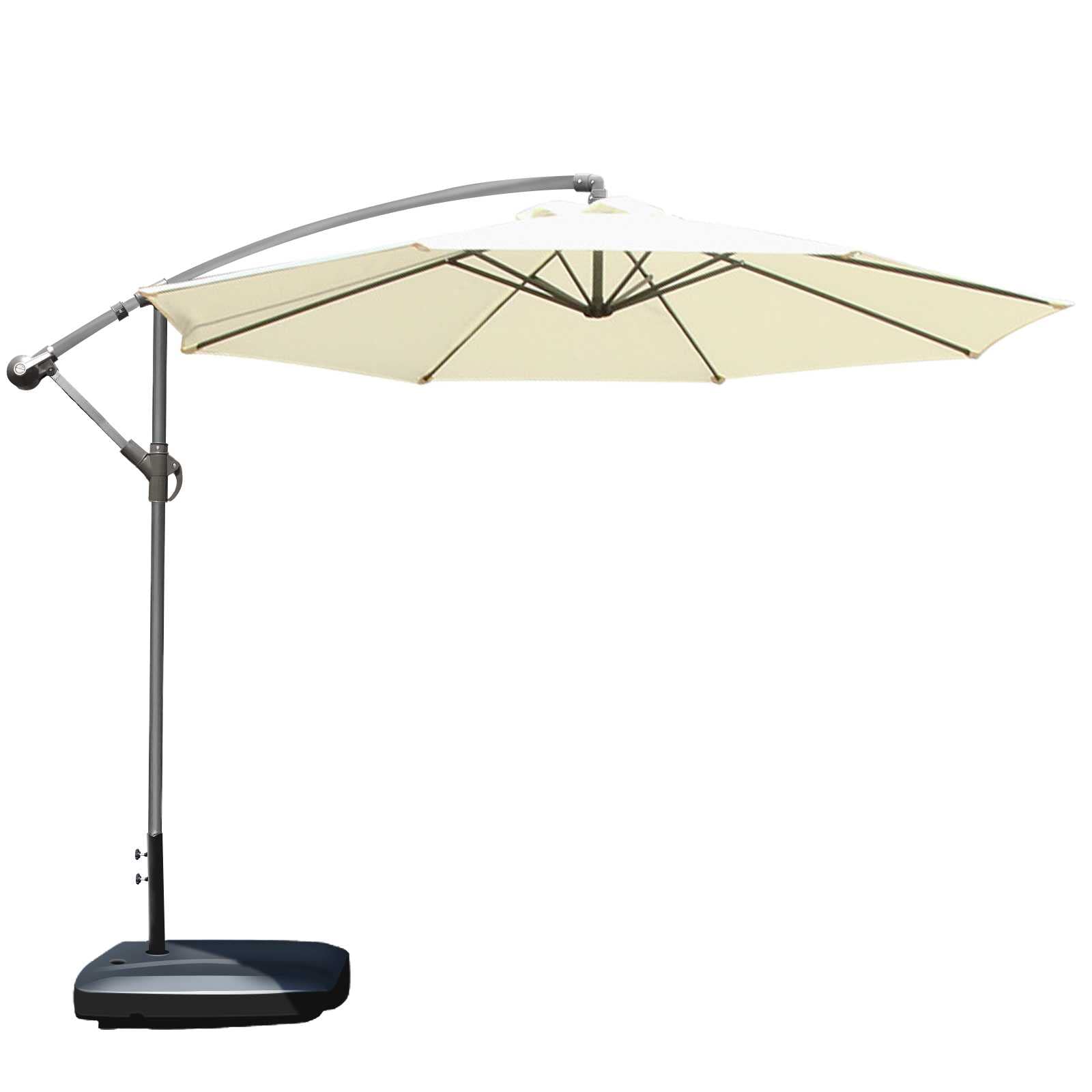 JOMRTS Garden Parasol,9.8 FT Outdoor Cantilever Umbrella Hanging Umbrellas, Cantilever Outdoor Umbrellas with Base, for Yard, GardenDeck (Beige 3M)