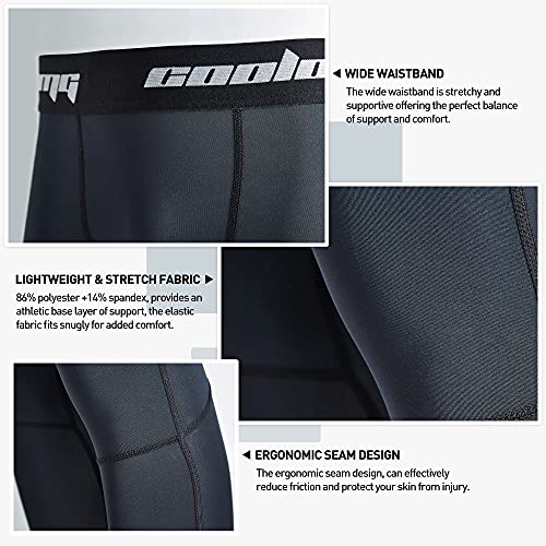 COOLOMG Mens Leggings Quick Dry Youth Compression Pants Sports Tights Basketball Base Layer4