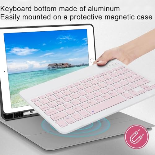 Image of Thanice Bluetooth Keyboard and Mouse Combo Ultra-Slim Portable Rechargeable Compact Wireless Mouse Keyboard Set for Pad /iPad Pro /iPad Mini /iPad Air Mac OS,Android Windows iOS and Above(Pink)