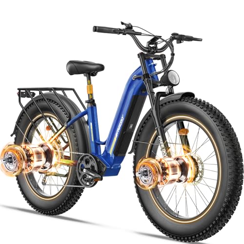 FREESKY Electric Bike for Adults-Dual Motor Peak 3500w 48v 25ah Battery 26x4 Fat...