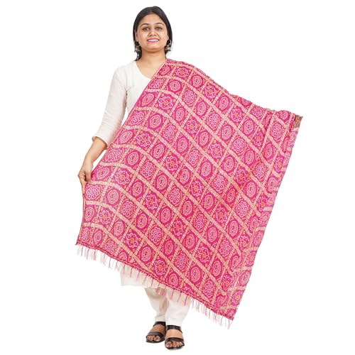 IGH Rajasthani Chinon Silk Dupatta Bandhej Print Dupatta 2.25 Meter Free Size Wedding Gift Return Gift
