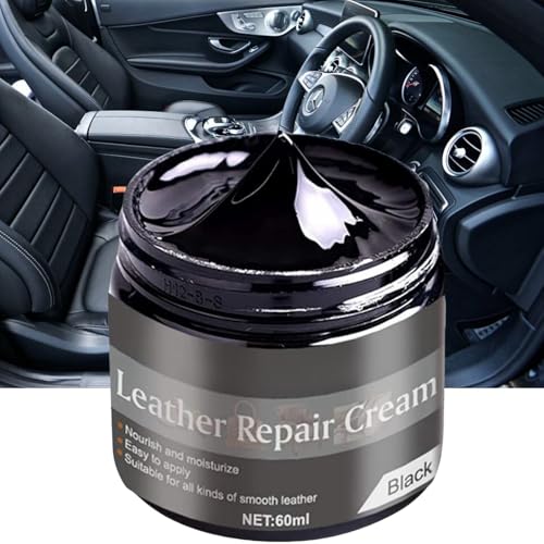Cutiolly Crema Riparazione Pelle,60ml Kit Riparazione Pelle,Balsamo Riparazione Pelle,Riparazione della Pelle,Leather Restoration Cream Nero,Riparazione per Seggiolini Auto,Divani,Scarpe