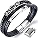 Gkmamrg Bracciale da Uomo in Pelle Nera con Cinturino in Pelle Braccialetto Intrecciata, in Vera Pelle Intrecciata 22.5cm