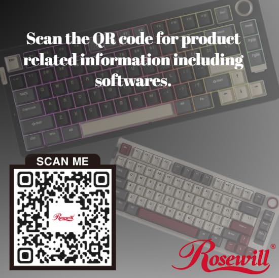 Image of Rosewill Neon S75 Wireless Mechanical Gaming Keyboard, 80-Key Layout w /Volume Knob, Bluetooth / 2.4GHz / USB-C, Hot-Swappable Red Switches, RGB Backlit, 6000mAh Battery, Windows & macOS, White