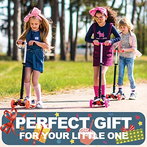 Image of 3 Wheel Scooters for Kids, Kick Scooter for Toddlers 2-6 Years Old, Boys and Girls Scooter with Light Up Wheels, Mini Scooter for Children (Pink)