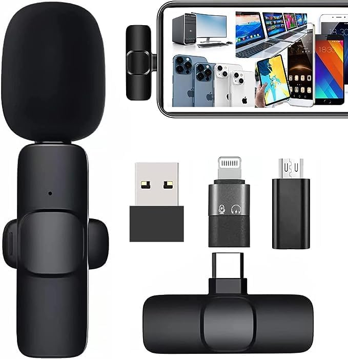 Image of BQYA K8 Wireless Collar Mic for Type-C Android Cell Phone,Tablets & iPhone Supported Lavalier Microphone, Noise Reduction Lapel Mike -Shoots,Youtubers, Video Recording,Facebook,Live Stream