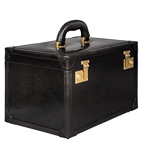 Preisvergleich Produktbild Maxwell-Scott® Personalisiertes Luxus Leder Beauty Case in Schwarz (Bellino)
