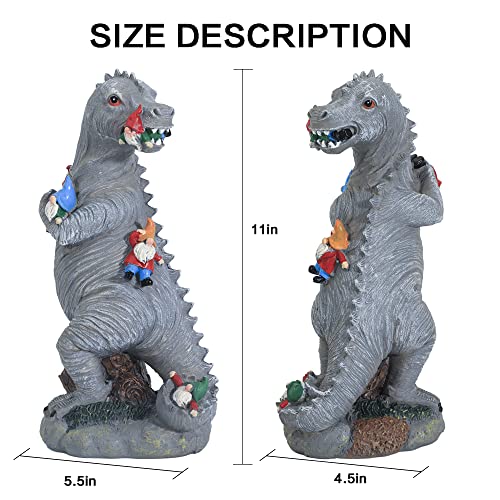 Showfeicat Big Dinosaur Eats Small Dwarf Outdoor Statues, Resin Garden Decoration, Indoor Outdoor Terrace Lawn Garden Decoration Gift （11 * 5.5 * 4.5 Inches） #TOP2
