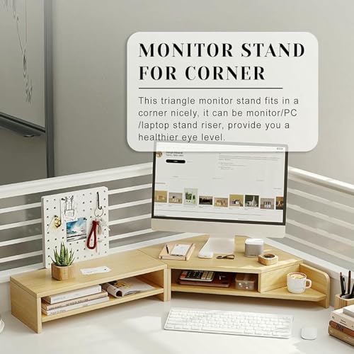 Support d'écran d'angle en bois double couche pour optimiser votre bureau en L