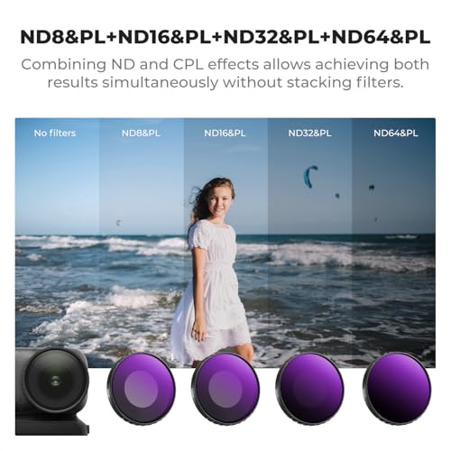 Image of K&F CONCEPT ND&PL Filter Set Compatible with DJI Osmo Nano Vlogging Camera, 4 Pack Multicoated HD Optical Glass ND8 /PL ND16 /PL ND32 /PL ND64 /PL Filters, Action Camera Lens Accessories