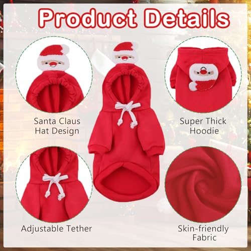 Hunde Weihnachtskostüm, Hundekostüm Weihnachten, Hundemantel für 4.5-8kg Groß Mittel Große Hundebekleidung Weihnachtsmütze, Weihnachtsmann Rentier Kostüm für Hunde, Weihnachtspullover Haustier Hoodie