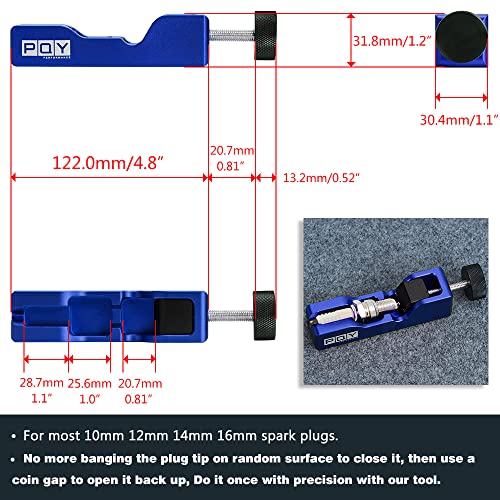 Image of Universal Spark Plug Gap Tool, Spark Plug Gapper Gapping Tool Adjuster for Most 10mm 12mm 14mm 16mm Sparkplug Blue