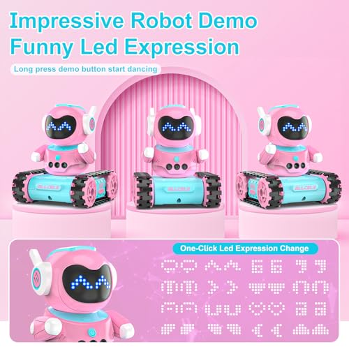Allcele SQN050 Kid Robot, Led Rc Robot Toys, Rc Robot For Girls With Walkie Talkie, Programming, Music, Demo And Led Function, Remote Control Robot Toy, Gift For Girls 3-8 Years Old Blue Pink thumb #2