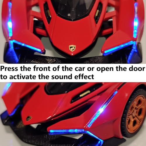 Image of Toy Cars Lambo V12 Sports Car Toy with Light and Sound Diecast Metal Model Collect car Toys for 3+ Year Old Boys Pull Back Race Car Gift Toys for Kids Ages 3+ (red)