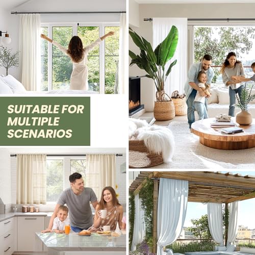 Image of Long Curtain Rods for Windows 66 to 120 Inch Heavy Duty Curtain Rods Black Splicing Set with Easy Installation for Sliding Glass Door Living Room Patio Modern Design