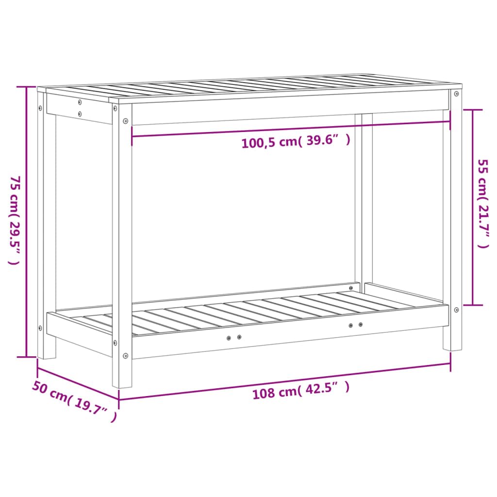 vidaXL Table de Rempotage avec Étagère, Table de Plantation avec Rangement, Banc de Rempotage, Table à Plantes Jardin, Bois Massif de Pin