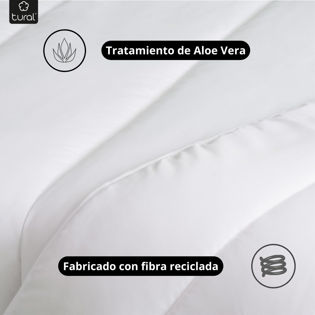 Tural Edredón Nórdico 260x220cm con Tratamiento Aloe Vera Relleno de Fibra 300gr/m Suave Transpirable Certificado Oeko-Tex Blanco Cama 180