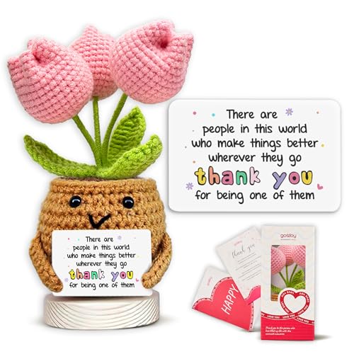 Image of Gossby Handmade Positive Tulip Flower Crochet - There are People in This World Who Make Things Better Wherever They Go Thank You for Being One of Them