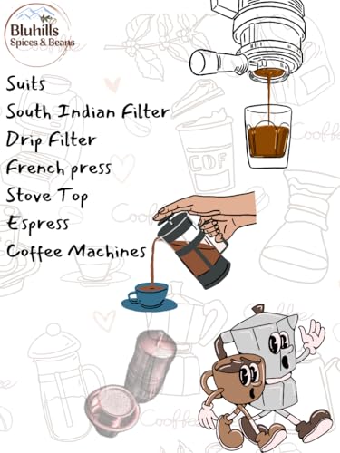 Image of Bluhills Mellow Medley - Blend of Pure Arabica & Robusta Coffee, 1Kg, Single Origin Wayanad Coffee blend, freshly roasted and ground for a perfect filter coffee, stove top, or drip brew