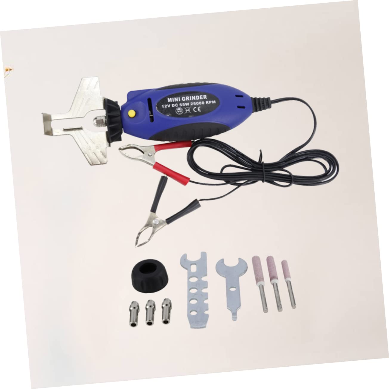 Kisangel 12v Máquina De Afilar Cadenas Eléctrica De Herramienta Manual De Afilado Diseño Ergonómico y Fácil De Usar Incluye Piedra De Afilar y Llave Color Azul Para Mantenimiento De