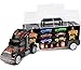 Click N' Play Truck Transport Carrier Toy for Boys and Girls, 15 Piece Hauler Truck with Cars, Road Signs, & More, Includes 28 Car Slots - Great Gift For Toddlers & Kids Age 3+, Black