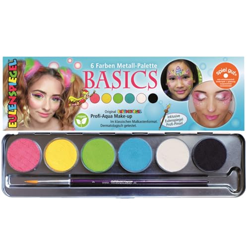 EULENSPIEGEL Schminkpalette Basics 12 Farben Metall Palette