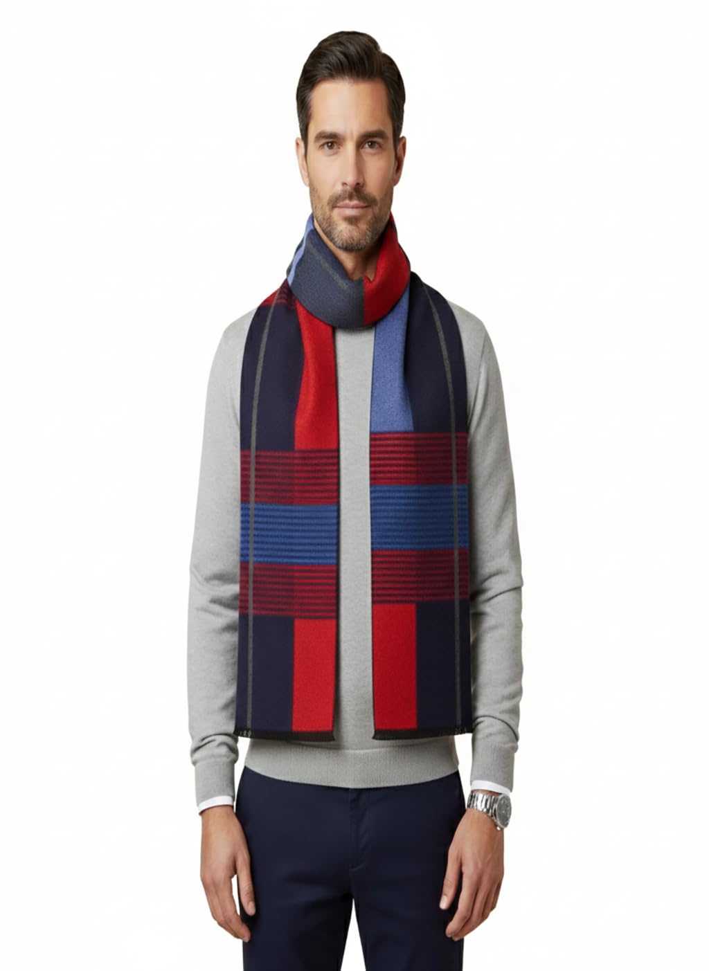 muffly Woven Reversible Printed Men's Wool & Acrylic Warm Men Muffler Cashmere Solid Winter Wear Wraps Muffler/Scarves-picture-13