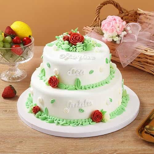 DUBUOZA 5 Stück Cake Board 30cm Rund,Tortenplatte Pappe 30 cm x 12 mm,Wiederverwendbare Cake Drum,Geeignet für 8-11 Inch Kuchen und Desserts usw (12 Zoll)