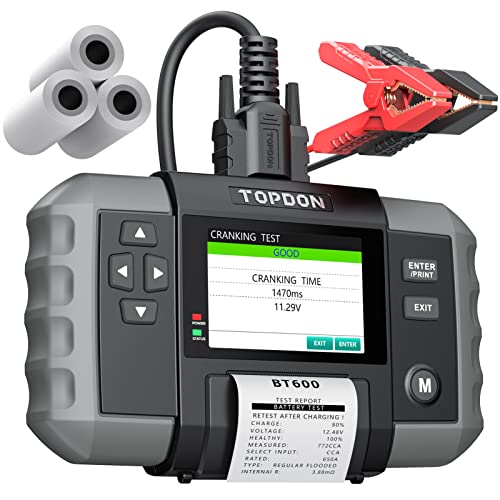 Car Battery Tester, TOPDON BT600 12V , 12V/24V Cranking Tests and