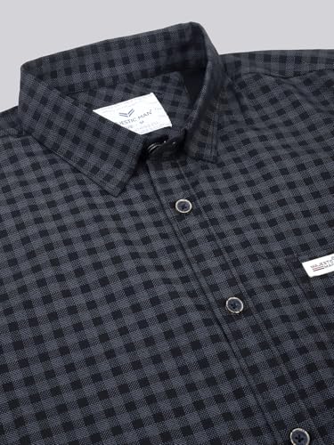 Image of Majestic Man Men Comfort Slim Fit Pure Cotton Tartan Checked Casual Shirt