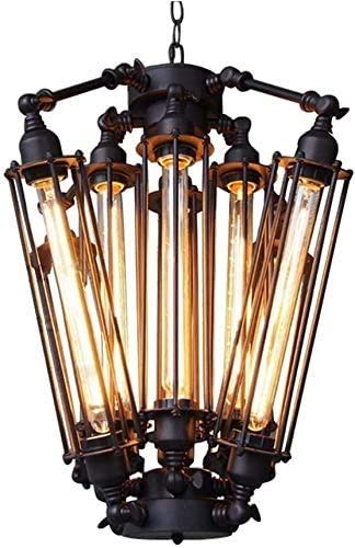 Raelf Vintage Hooter Pendant Industrial 8-Light Chandelier Dimmable Ceiling Lamp Industrial Retro Steampunk Ming 8 Head Edison Chandelier Antique Black Finish E26 Socket T30 Bulbs Required