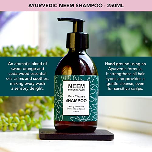 NEEM Sunita Passi - Ayurvedic Neem Shampoo, 250ml - Nourishing Ayurveda Shampoo for All Hair Types & Sensitive Scalps - Sweet Orange & Cedarwood Essential Oils - Vegan & Natural Hair Care - Image 4
