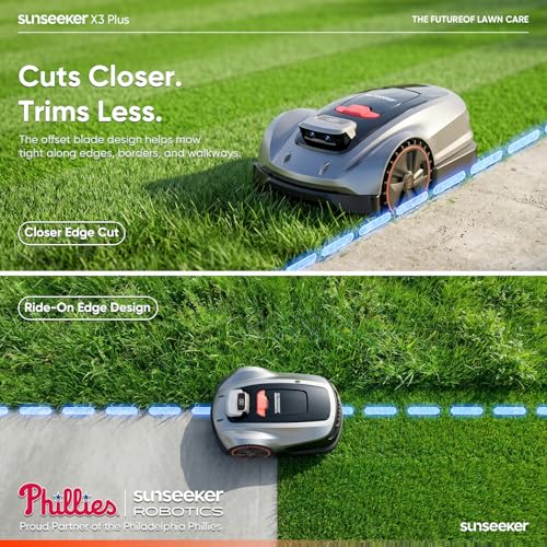 Image of Sunseeker X3 Plus Robot Lawn Mower, Wire-Free Robotic Mower for 0.3 Acre, RTK + Vision AI Navigation, Vision AI Obstacle Avoidance, Ride-on-Edge Cutting, App Control.Multi-Zone Management