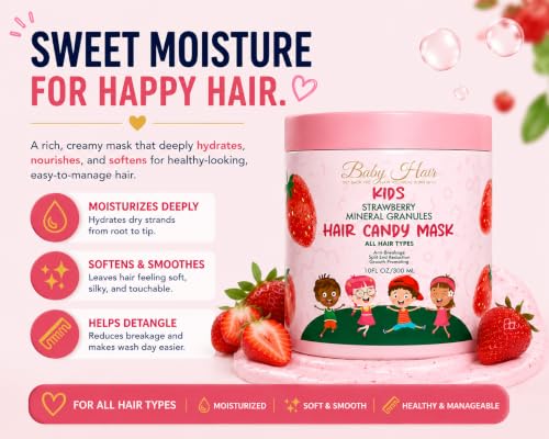 Image of BABY HAIR Kids Strawberry Mineral Hair Candy Mask | Deep Conditioning Hair Mask for Kids | Moisturizes, Softens & Helps Detangle | Sulfate Free | 10 fl oz