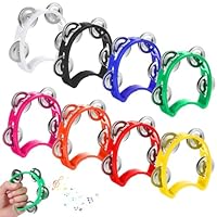 8PCS Half Moon Mini Tambourine, Plastic Colorful Tambourines for Adults Musical Instrument for Music Holiday Parties School Events and Sports Games