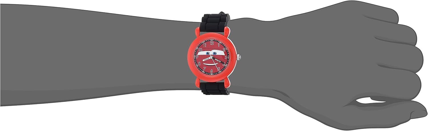 Disney Pixar Cars Lightning McQueen Watch for Kids 3-5, Cars Watch for Boys, Analog Watches, Lightning McQueen Toys Boys, Kids, Red Bezel, Plastic Strap