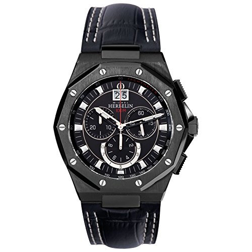 Preisvergleich Produktbild Michel Herbelin Unisex Erwachsene Chronograph Uhr mit Leder Armband 36635 / NN14