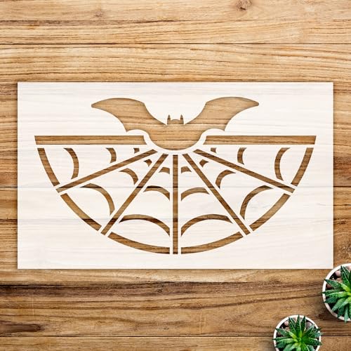 Flying bat Stencil Pattern for Walls and Crafts, Reusable Mylar Template, Spooky Design for Halloween Decor and Embellished Doors - Size A4 (11.0