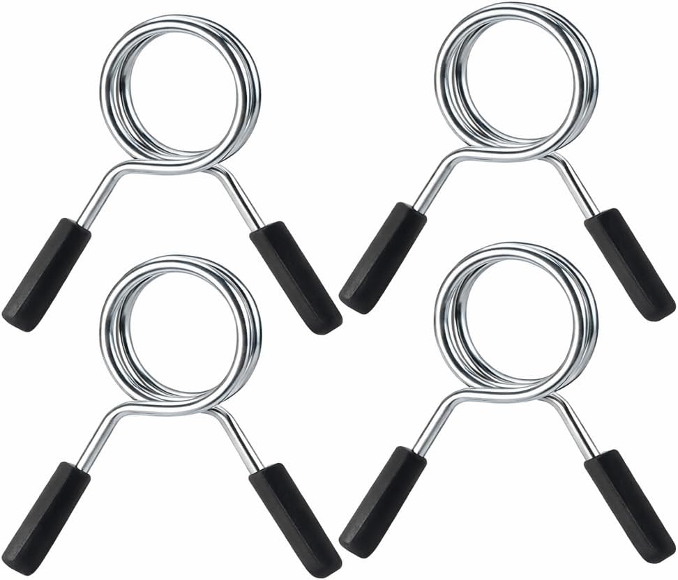 Bnineteenteam Barbell Spring Clip, 4 Pcs 24mm / 48mm Barbell Clamp Spring Collar Clip Dumbbell Spring Lock Fitness Equipment Lifting Kit