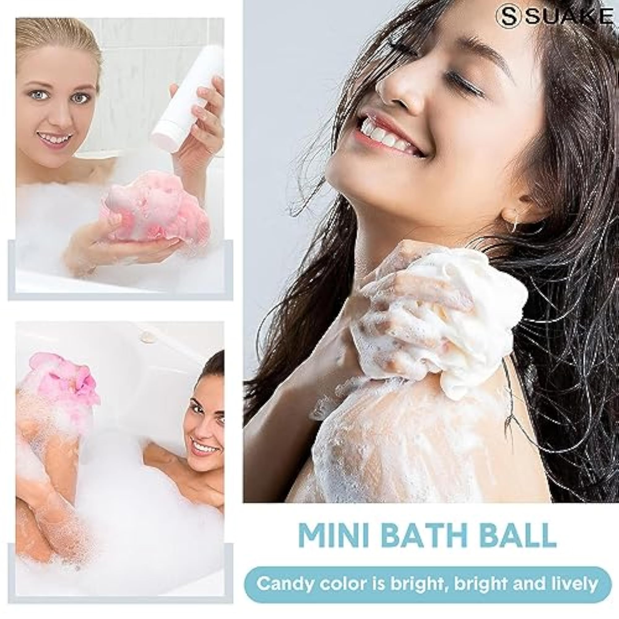 Loofah for Bathing, Soft Shower Loofah with Hanging Handle