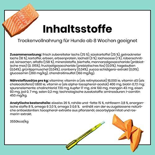 Pooch & Mutt - Gelenkpflege, Getreidefreies Alleintrockenfutter für Hunde, Lachs und Süßkartoffel, 2 kg