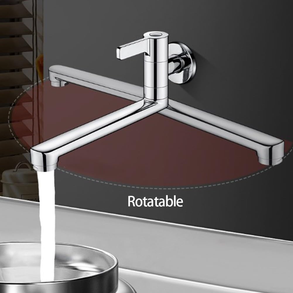 Rubinetto singolo girevole per acqua fredda, montaggio a parete, rubinetto da cucina 20 cm/25 cm, beccuccio esteso, in acciaio inox 304, per lavello, piscina, risparmio di spazio (25 cm)