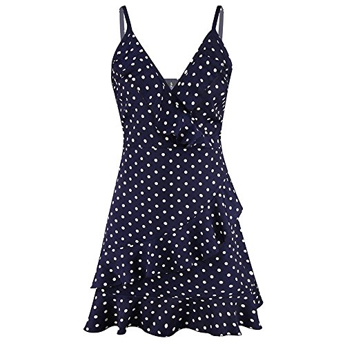 Cinnamou-mujer Vestidos Cortas Verano - Lunares - Gasa Vestido de Mujer Casual y Elegantes de Fiesta y Playa con Sexy Cuello V