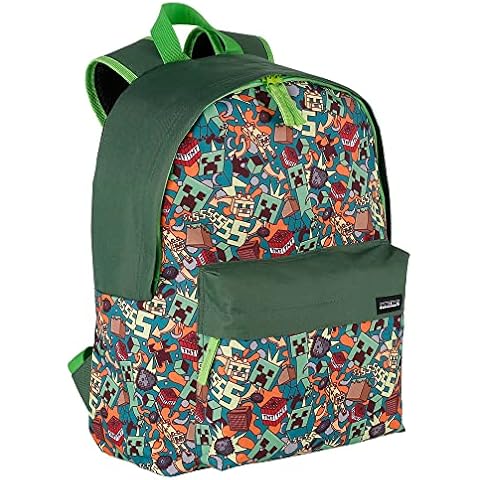 Mochila Escolar Minecraft Crazy - Compartimento Principal y Bolsillo Frontal Cover